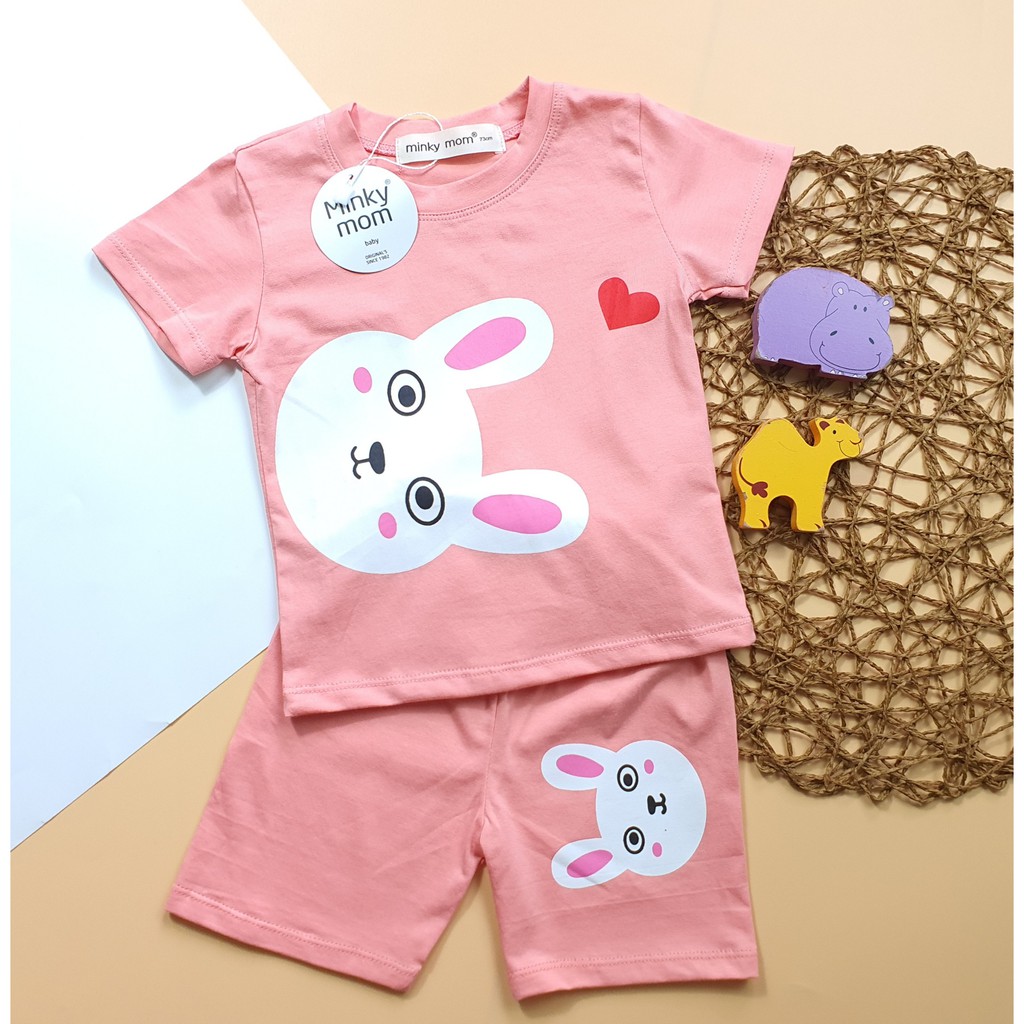 Bộ Cộc Tay COTTON 100% MINKY MOM In Hình Mặt Thú Dễ Thương Cho Bé TN-IN18