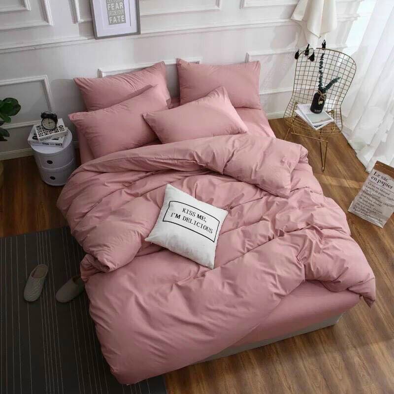 Bộ chăn ga gối Poly Cotton đơn sắc cho người đơn giản (Tặng vỏ gối ôm) - poly một màu, miễn phí bo chun