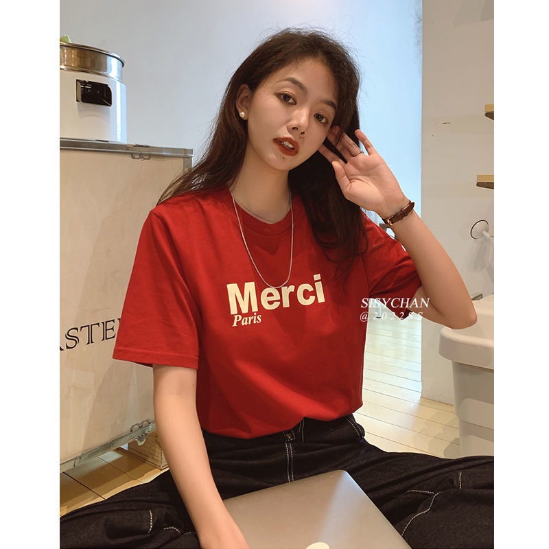 Áo Thun Cổ Tròn In Chữ Đơn Giản Thời Trang Phong Cách Hàn Quốc