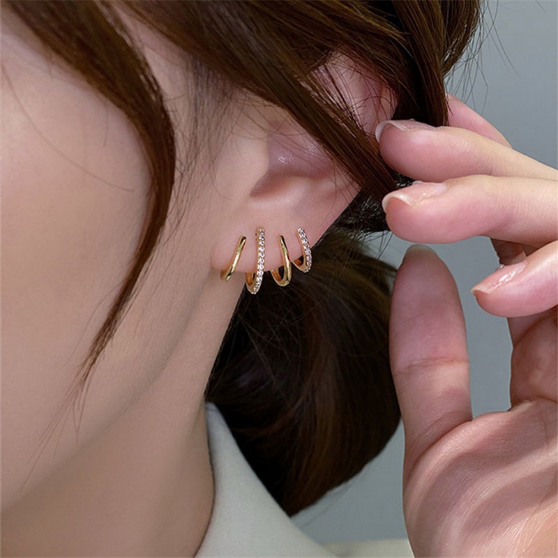 Bông Tai Đính Đá Zircon Thời Trang Hàn Quốc timetunnel