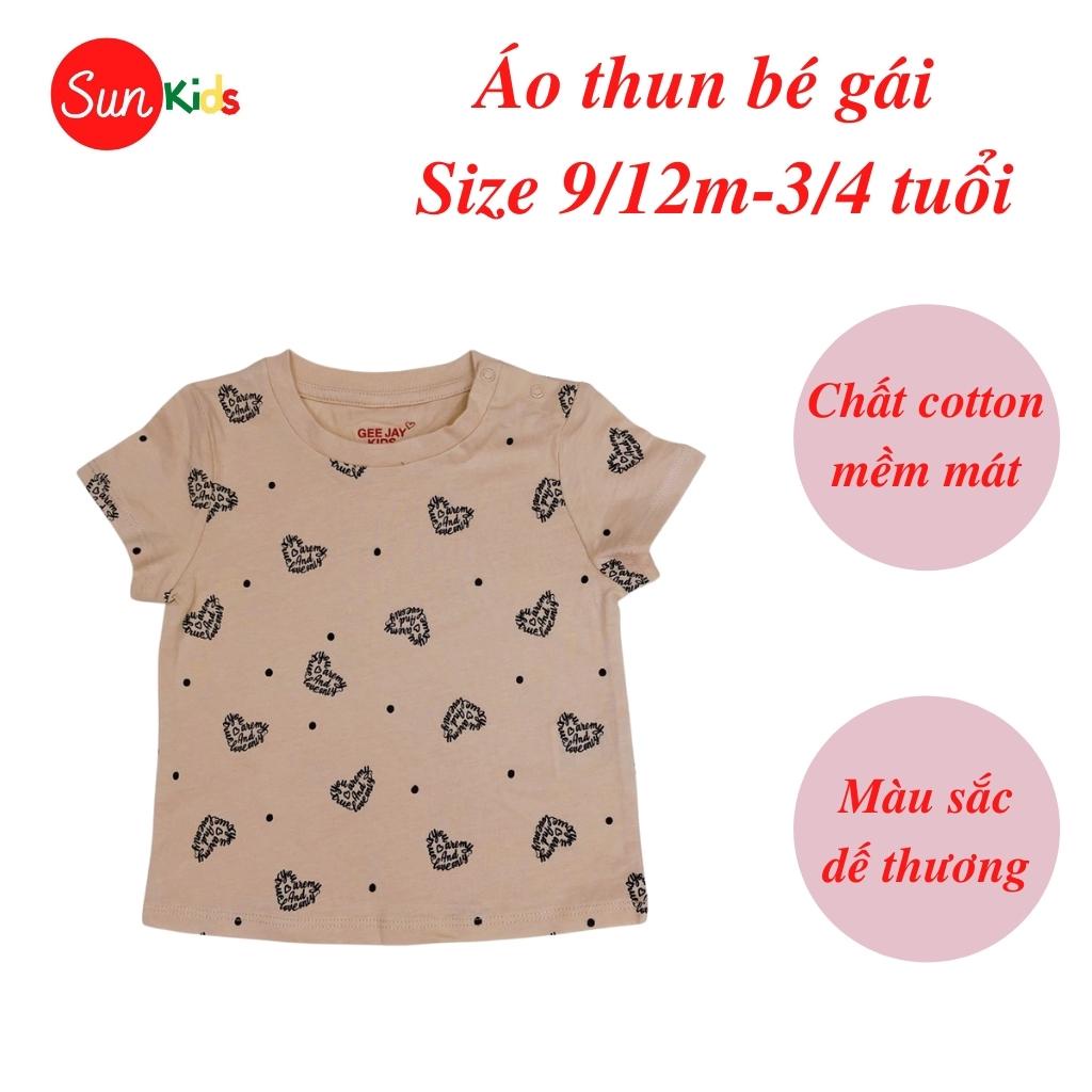 Áo thun cho bé gái, áo phông bé gái chất cotton mềm mát, size 9m - 3/4 tuổi - SUNKIDS