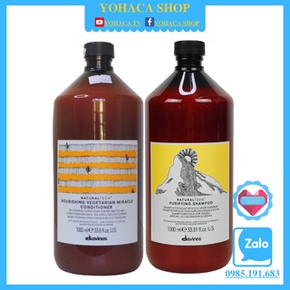 Dầu gội sạch gàu Davines Purifying + Dầu xả dưỡng ẩm Nourishing 1000mlx2