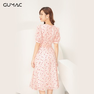 Đầm eo nhún rút cổ V GUMAC DA931