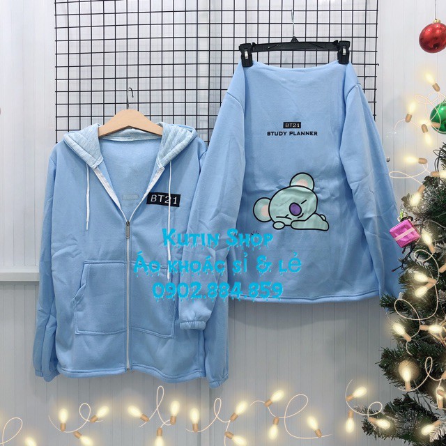 Áo khoác nỉ ngoại form rộng dây kéo BT21 siêu dễ thương có ảnh thật | BigBuy360 - bigbuy360.vn