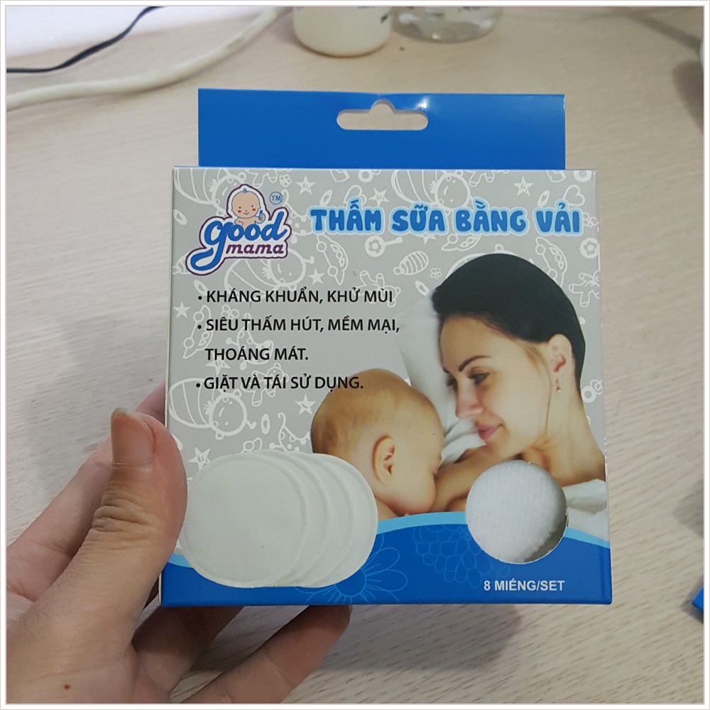 Hộp 8 miếng lót thấm sữa vải GoodMama 4 lớp siêu thấm hút cho mẹ