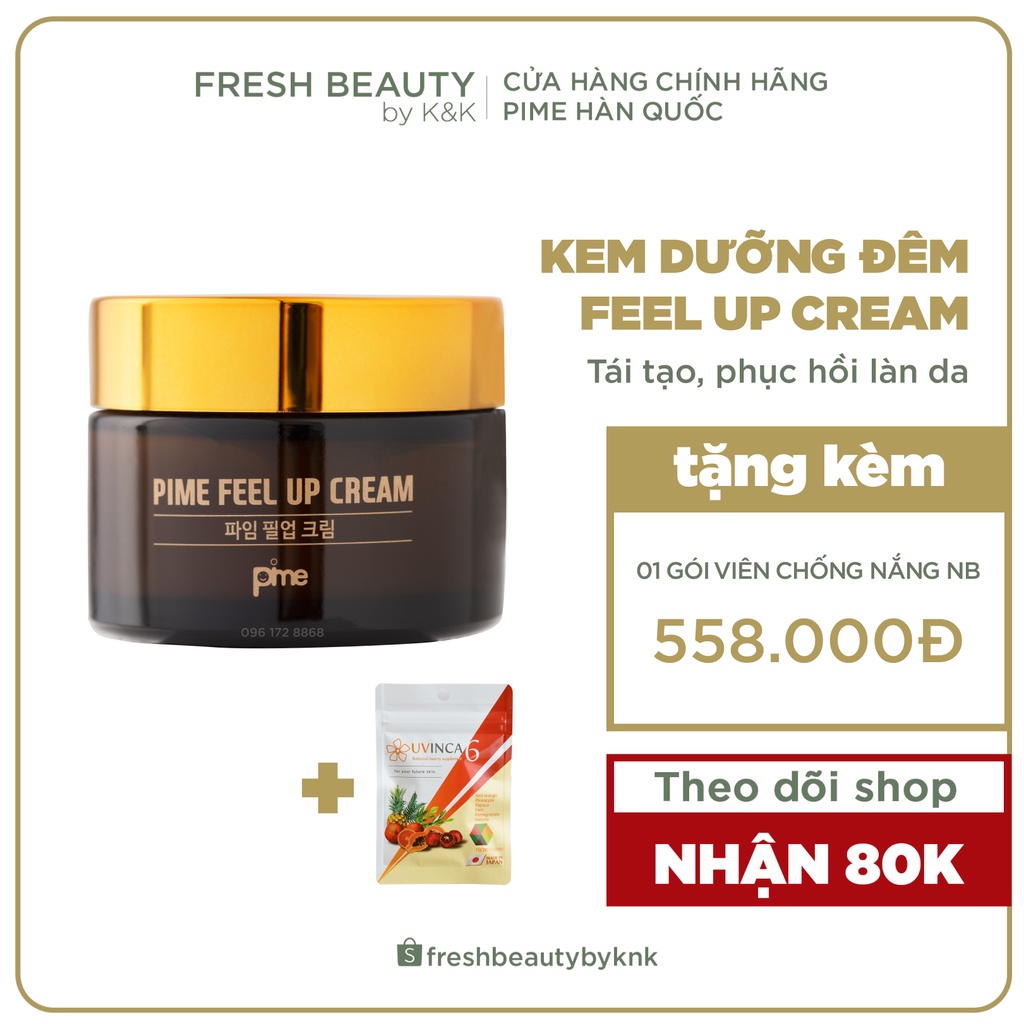 Kem dưỡng đêm mờ thâm nám, siêu cấp ẩm, trắng da căng bóng xóa mờ nếp nhăn, phục hồi tái tạo da Pime Feel Up Cream 50g