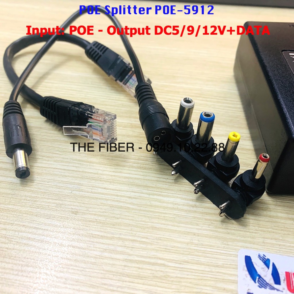 Bộ tách tín hiệu DATA và nguồn DC 5V/9V/12V từ POE - POE Splitter POE5912