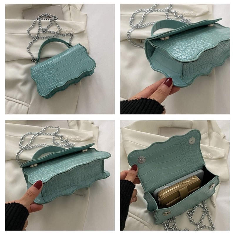 One Túi Đeo Vai Hình Vuông Nhỏ Họa Tiết Da Cá Sấu Màu Trơn Đơn Giản Cho Nữ NB00138 2022