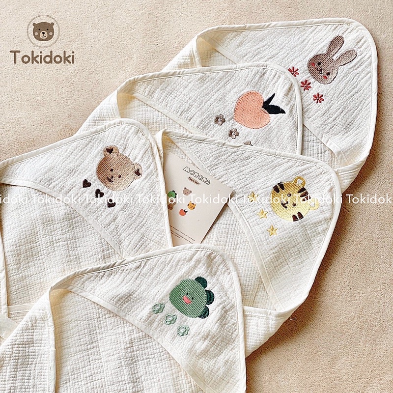 Chăn choàng kiêm ủ hoạ tiết thêu 100% organic cotton Tokidoki giữ nhiệt cho bé