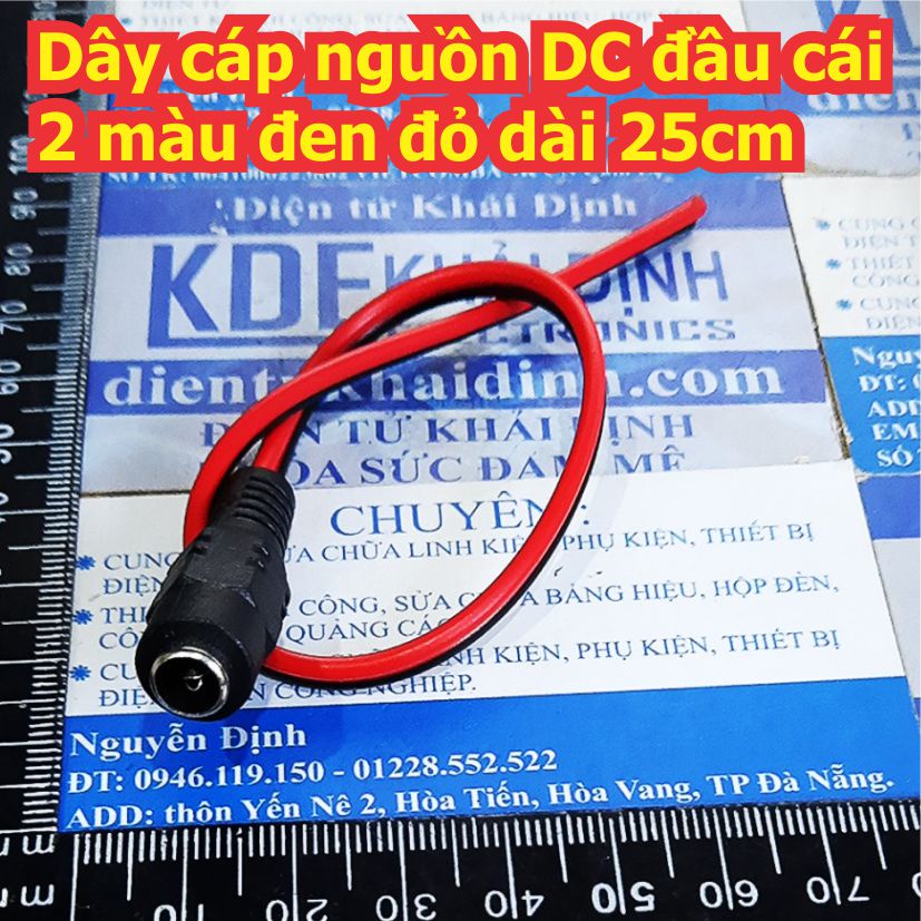 5 sợi Dây cáp nguồn DC đầu cái / đực 2 màu đen đỏ dài 25cm kde6738