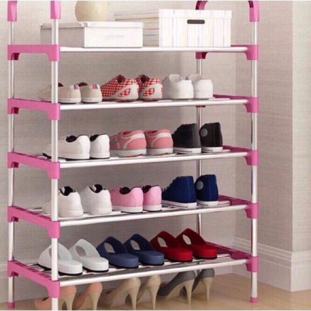 Kệ giày dép 5 tầng khung inox tháo lắp tiện dụng nhiều màu.