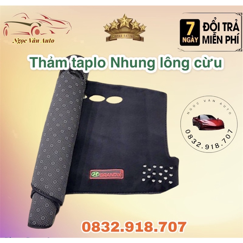 Thảm Taplo nhung i10 2014 - 2020. 2021 - 2022 Nhung Lông Cừu 3 lớp