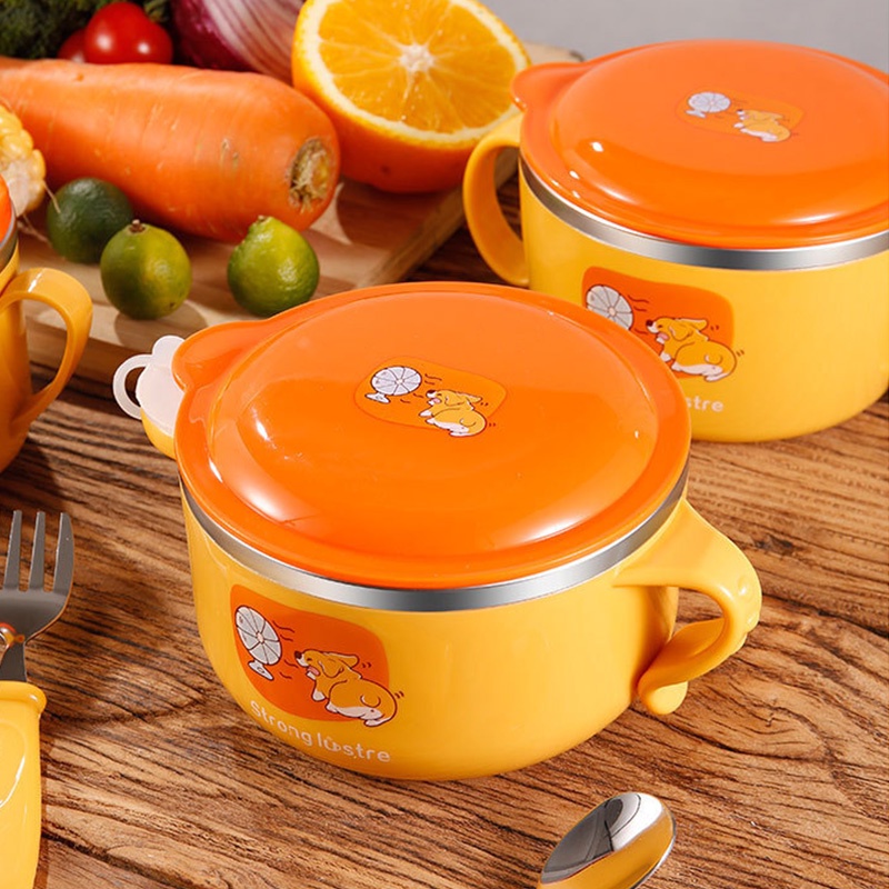 Bát Ăn Dặm Cách Nhiệt Bằng Thép Không Gỉ 316 Có Nắp Đậy Tiện Lợi Dành Cho Bé