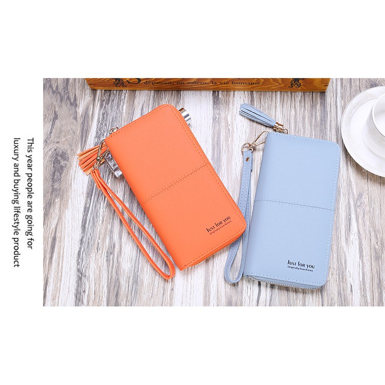 Ví thời trang bản dài trơn đường kẻ E12 Shalla