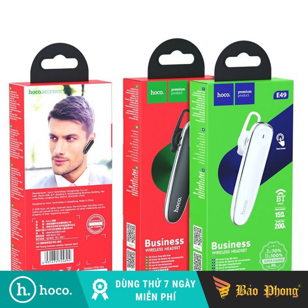 Tai nghe bluetooth Hoco E49 pin siêu trâu 20H đàm thoại/nghe nhạc liên tục, sạc đầy trong 15 phút - Hàng chính hãng