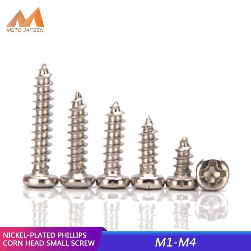 M2.3 M2.6 M3 Niken mạ Phillips Đầu tròn Tự khai thác Vít vít chữ thập Máy đúc trục vít Phillips Đầu bu lông Hệ mét Chiều dài 4mm-25mm