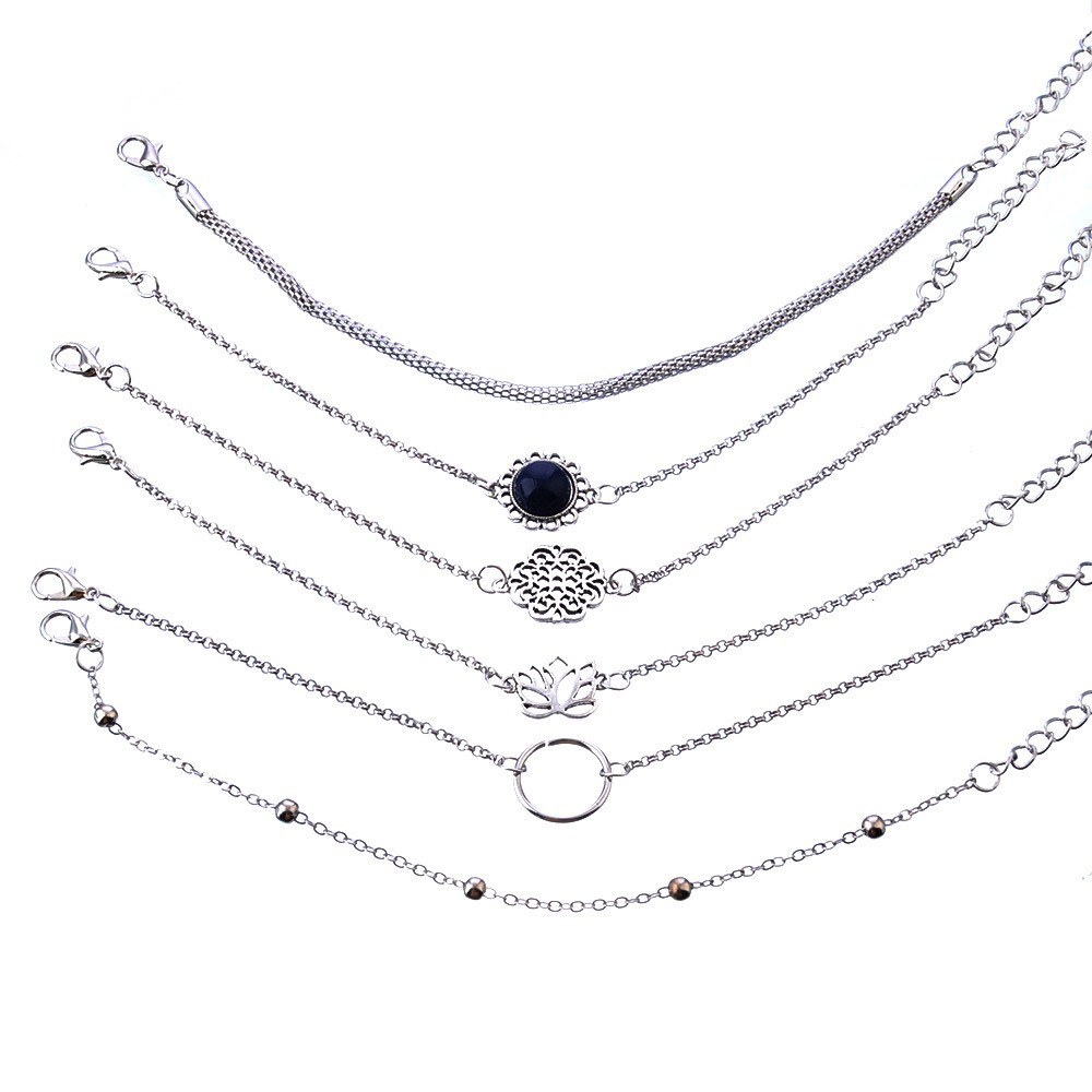 Set 6 Vòng Đeo Tay Hợp Kim Thiết Kế Đơn Giản Xinh Xắn Dành Cho Nữ