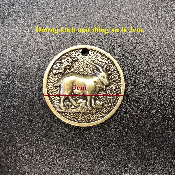 Mặt Đồng Xu Đồng Hình Con Dê; Xỏ lỗ đeo dây, làm đồ treo móc khóa-TMT Collection-SP002437