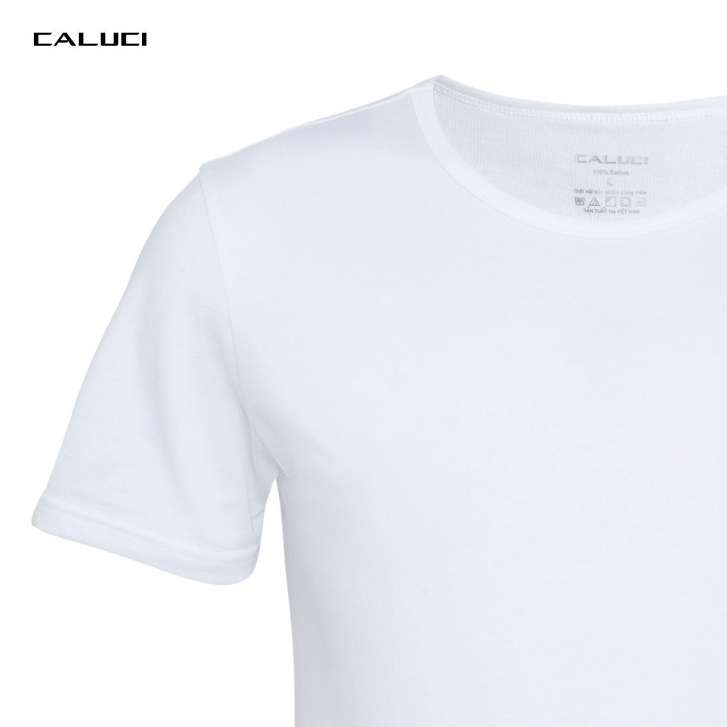Áo lót nam CALUCI trắng, chất liệu 100% cotton, thoáng mát, co giãn tốt phù hợp mặc nhà và mặc lót bên trong CU0-4