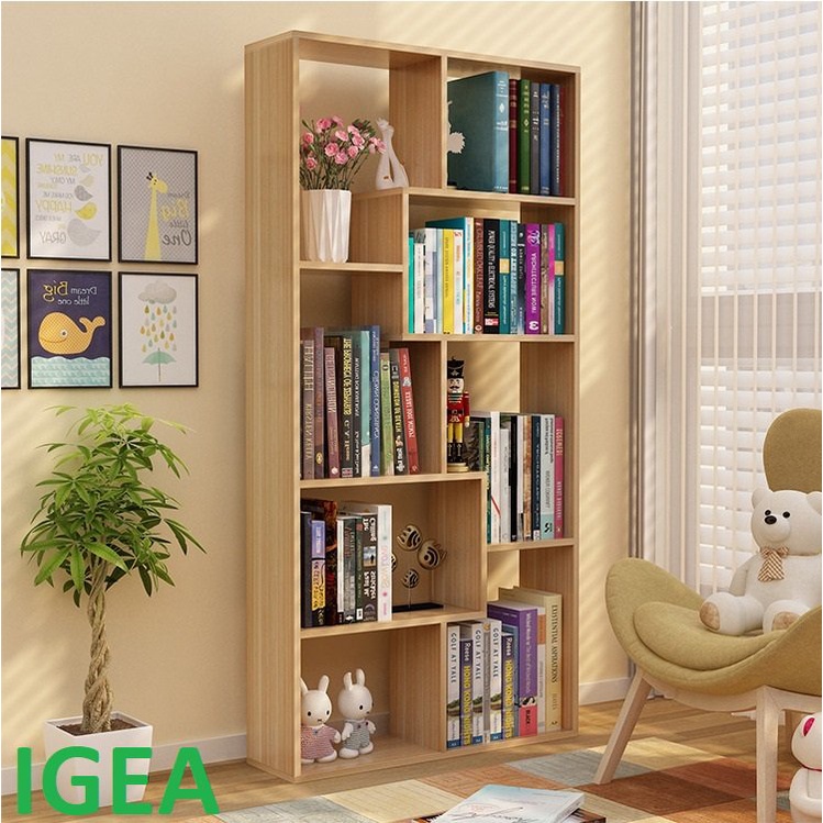 [Mã LIFEBKA5 giảm 10% tối đa 1 Triệu đơn 500k] Kệ sách gỗ IGA để sàn đa tầng hiện đại thông minh(3 màu lựa chọn) GP42