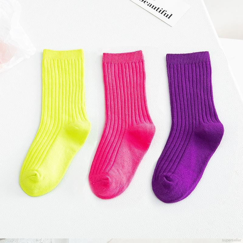 Bộ 3 đôi vớ cotton mềm thoải mái kiểu hoạt hình dễ thương cho bé 1-8 tuổi