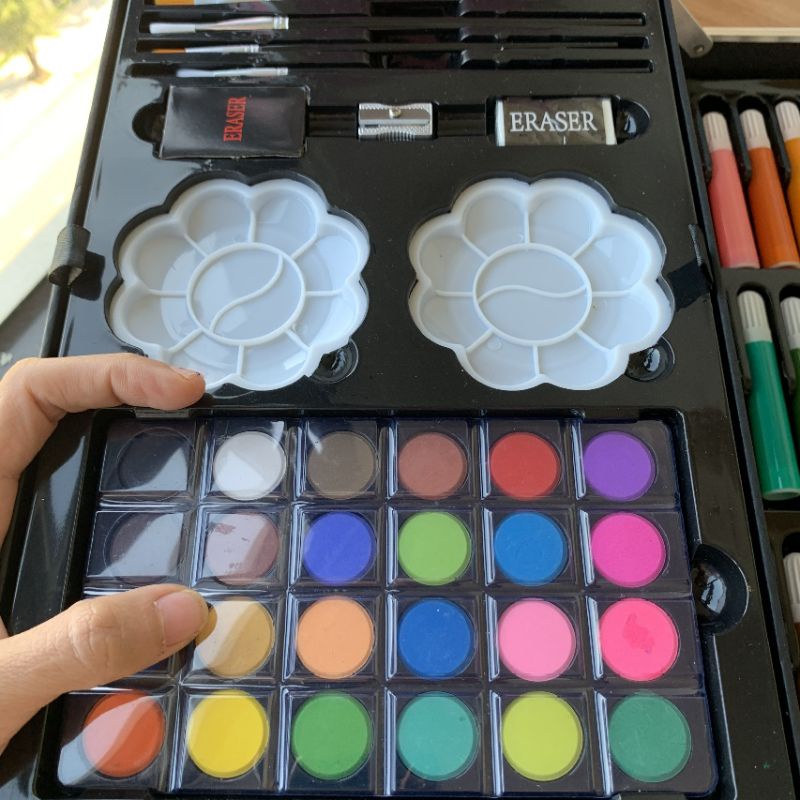 Hộp bút màu đa năng 145 chi tiết giúp bé học vẽ hiệu quả, hộp màu vẽ đa năng