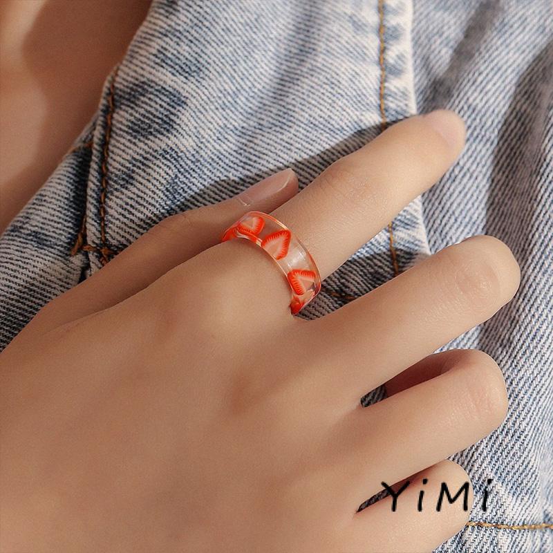 Nhẫn Nhựa 100% Chính Hãng Họa Tiết Trái Cây Thời Trang Xinh Xắn Cho Nữ