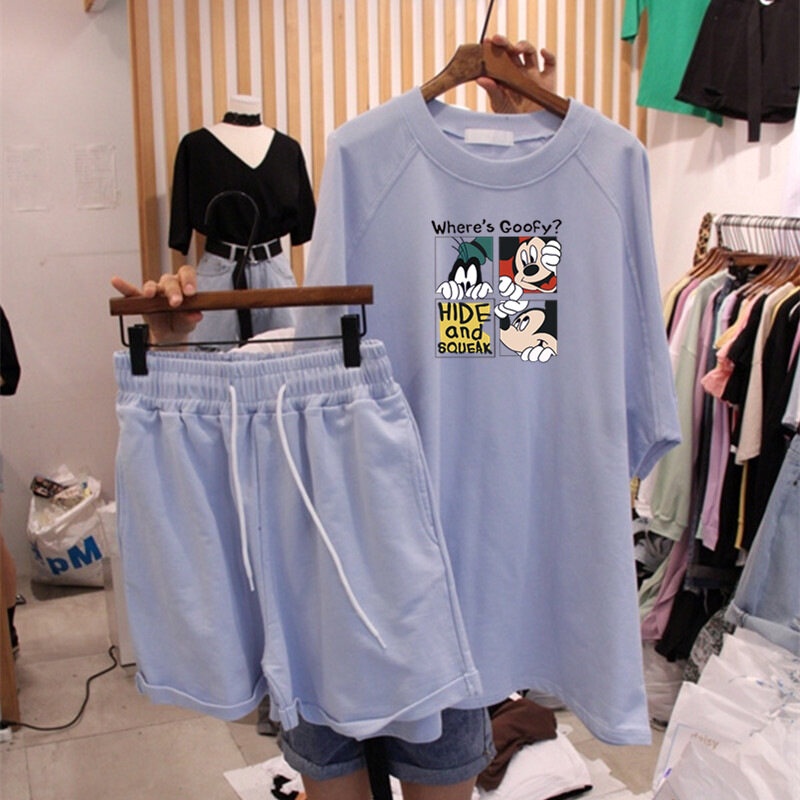 Set đồ thể thao IELGY gồm áo thun ngắn tay + quần ngắn thời trang cho nữ