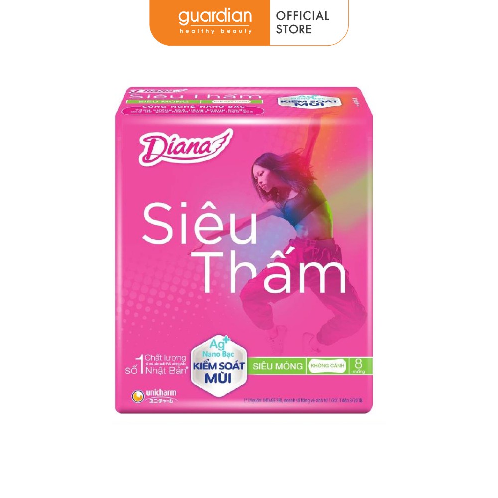 Băng vệ sinh Diana siêu thấm siêu mỏng cánh 23cm (20 miếng)
