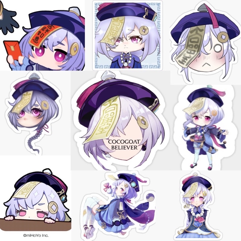 Hình dán Sticker Qiqi Genshin impact 30-60 ảnh ép lụa khác nhau chống xước chống nước