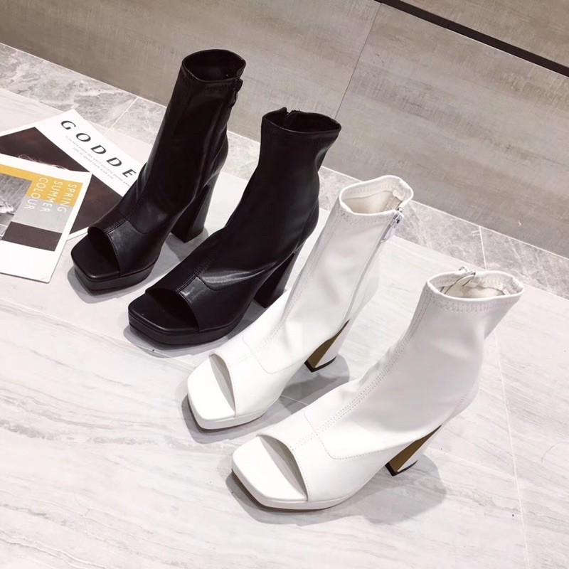 ❤️ HÀNG FULL BOX CÓ SẴN❤️ Boots hở mũi đúp đế gót vuông 9cm