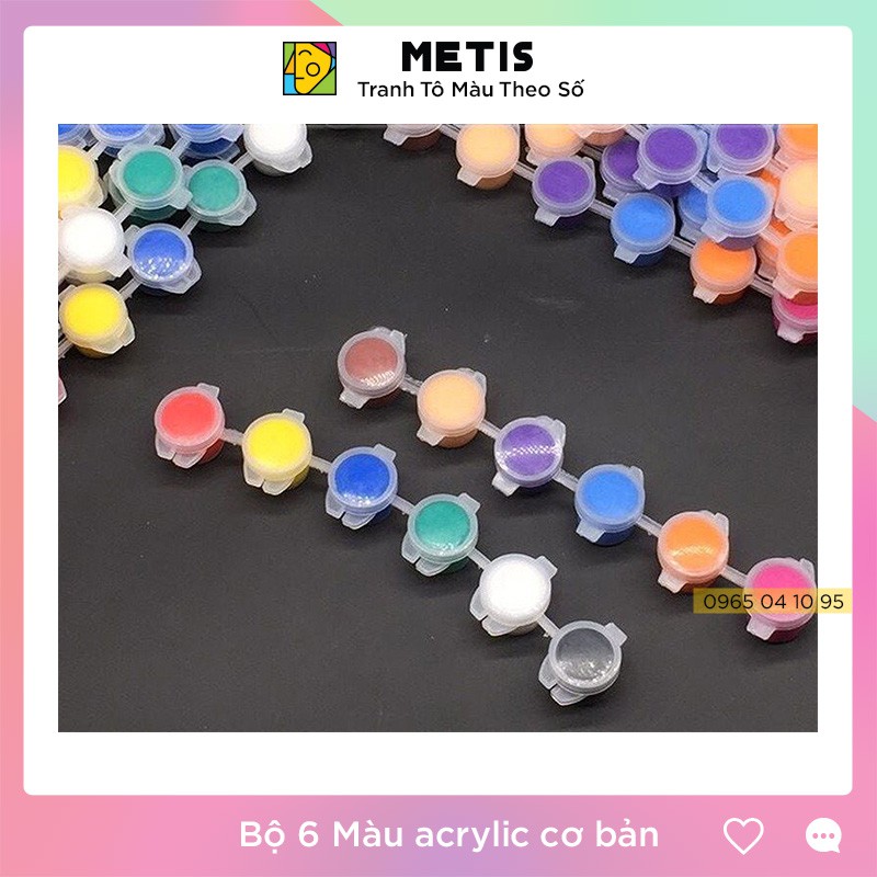 Bộ 6 Màu Acrylic Cơ Bản Tô Tranh Số Hoá Dung Tích 6ml