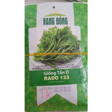 Hạt giống rau tần ô gói 20g. Chính hãng Rado. Hạt y hình
