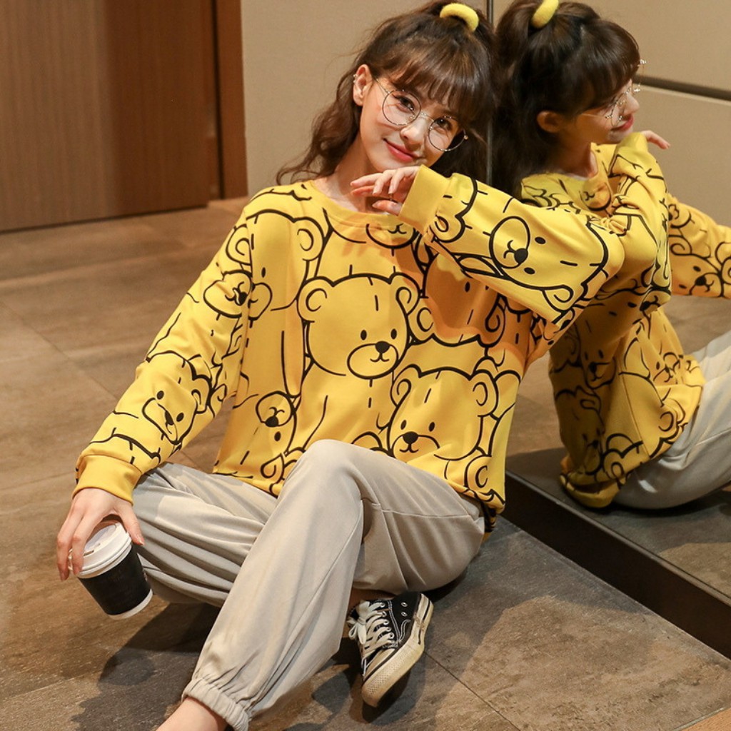 Bộ đồ ngủ, đồ ngủ nữ pijama thu đông dài tay cotton phong cách Hàn Quốc cực dễ thương | BigBuy360 - bigbuy360.vn