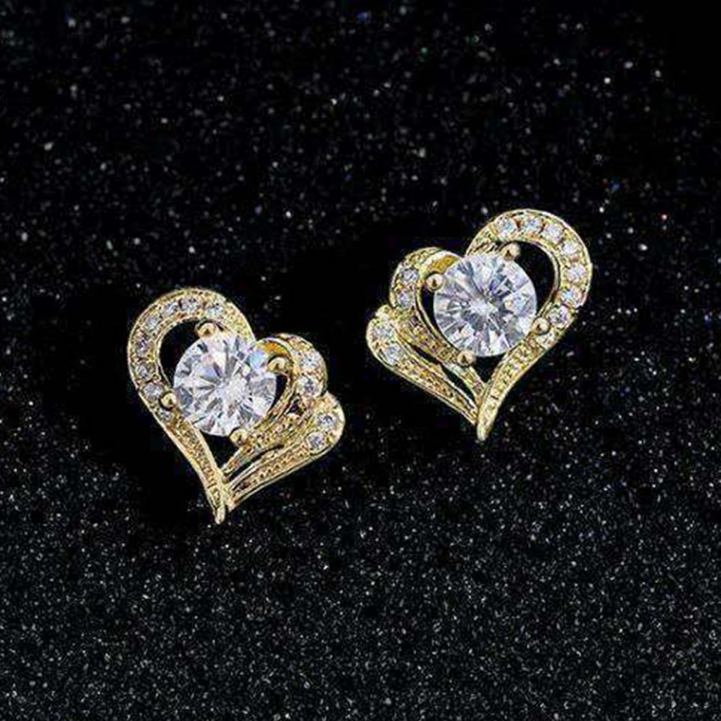 Khuyên Tai Hình Trái Tim Đính Đá Siêu Nhẹ Thời Trang Cho Nữ