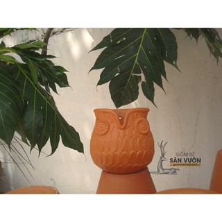 Chậu Treo Gốm Đất Nung Hình Cú - Gốm Sứ Sân Vườn - GSSV