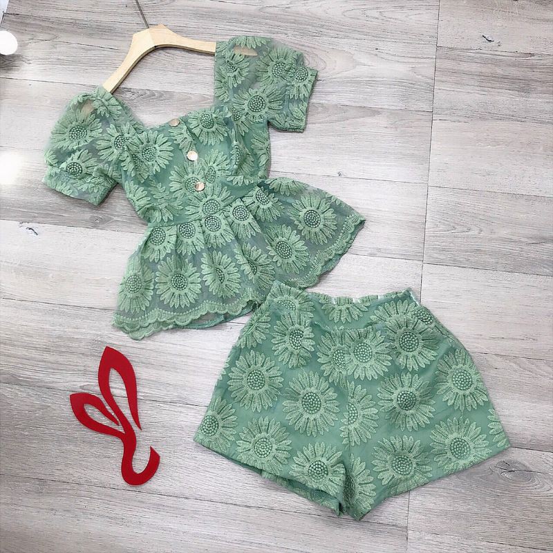 Set bộ ren hoa nổi 3 D hướng dương
