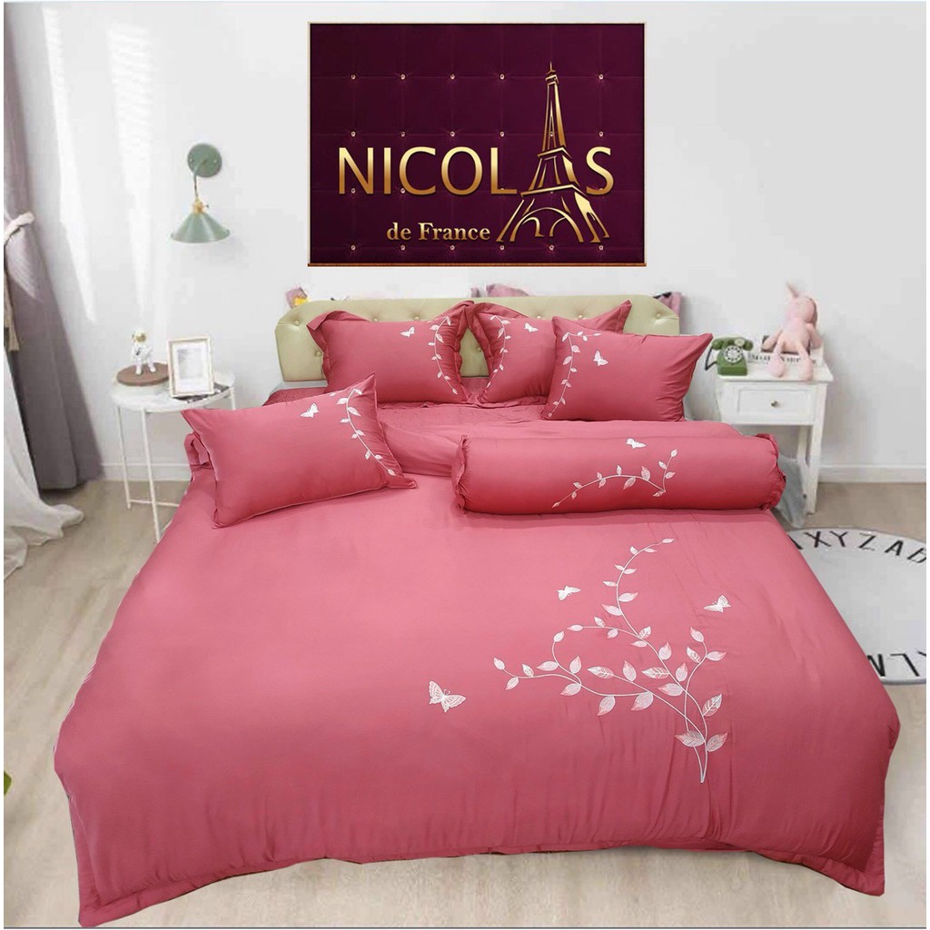 Bộ chăn ga gối lụa tơ tằm Nicolas bộ 7 món