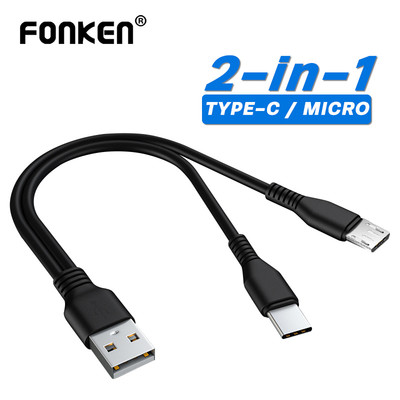 Dây Cáp Sạc Pin FONKEN 2 Trong 1 Micro USB/Type C Dành Cho Hai Thiết Bị Điện Thoại Di Động USB C