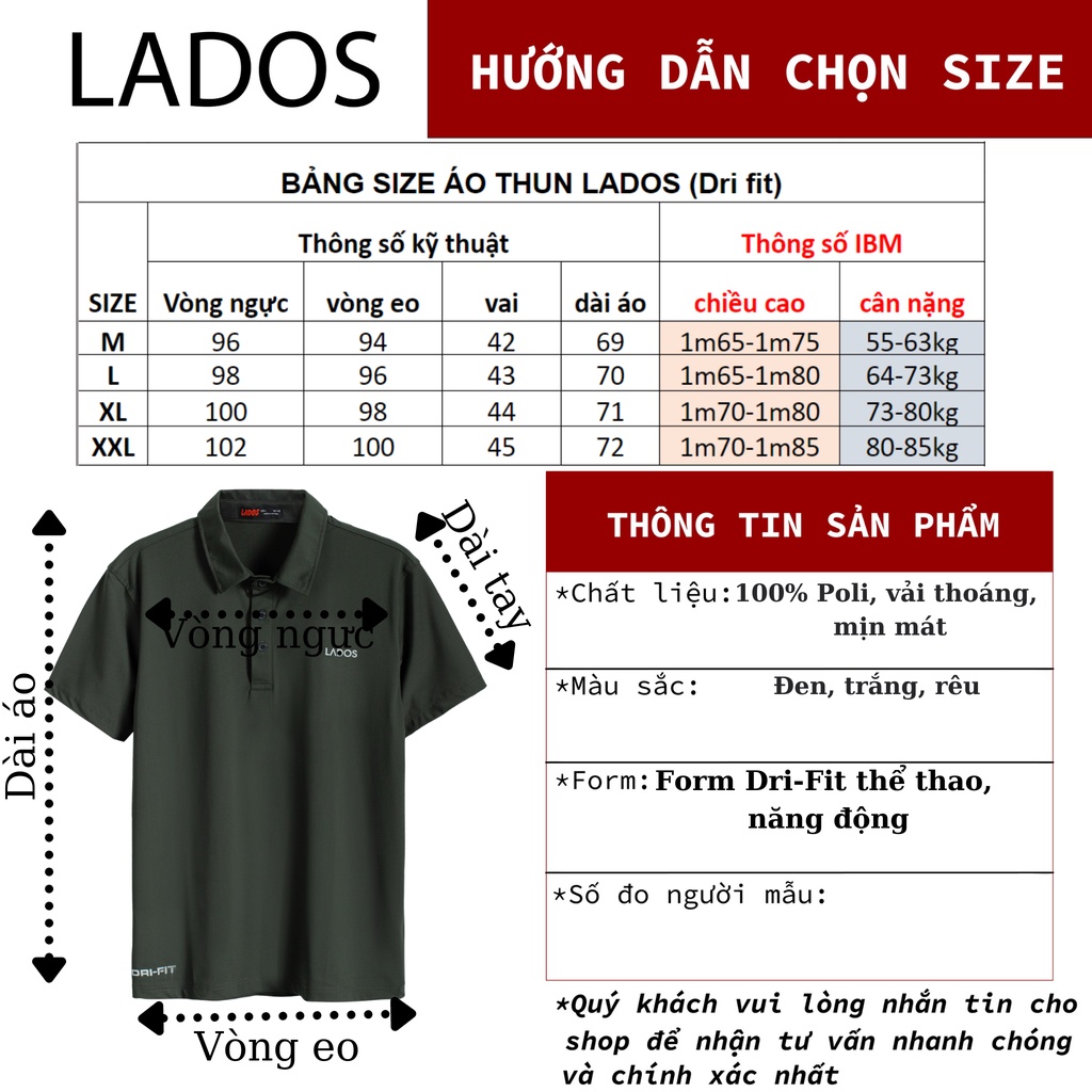 Áo thun polo nam thể thao LADOS - 9080 có cổ bẻ, vải thun lạnh, phông rộng | BigBuy360 - bigbuy360.vn