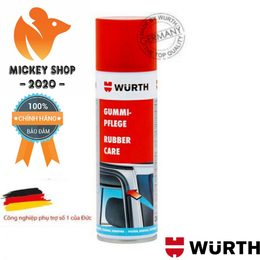 [ GERMANY ] Chai xịt bảo dưỡng cao su Wurth Rubber Care 0890110 300ML