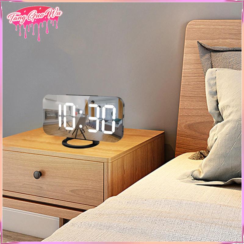 Đồng hồ báo thức kỹ thuật số mặt gương có đèn LED tự động tùy chỉnh độ sáng ban đêm cho phòng ngủ/văn phòng