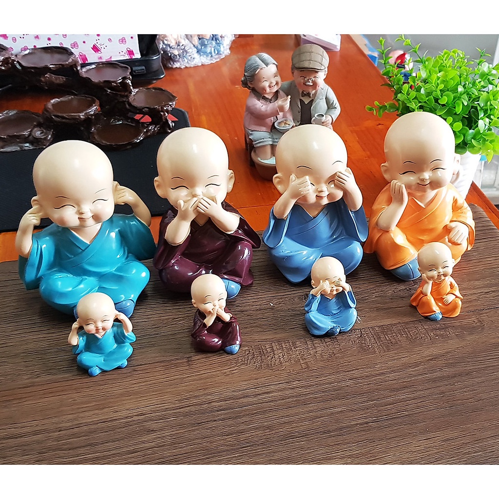 Bộ Tượng 4 Chú Tiểu Tứ Không "Không Nge,Không Nói,Không Nhìn,Không Làm Điều Xấu"