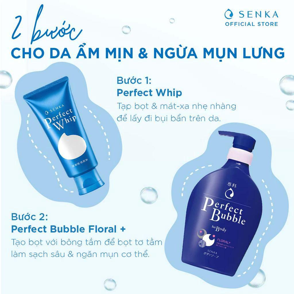 Bộ đôi Sữa tắm hương hoa tươi mát 500ml &amp; Sữa rửa mặt Senka Perfect Whip 120g