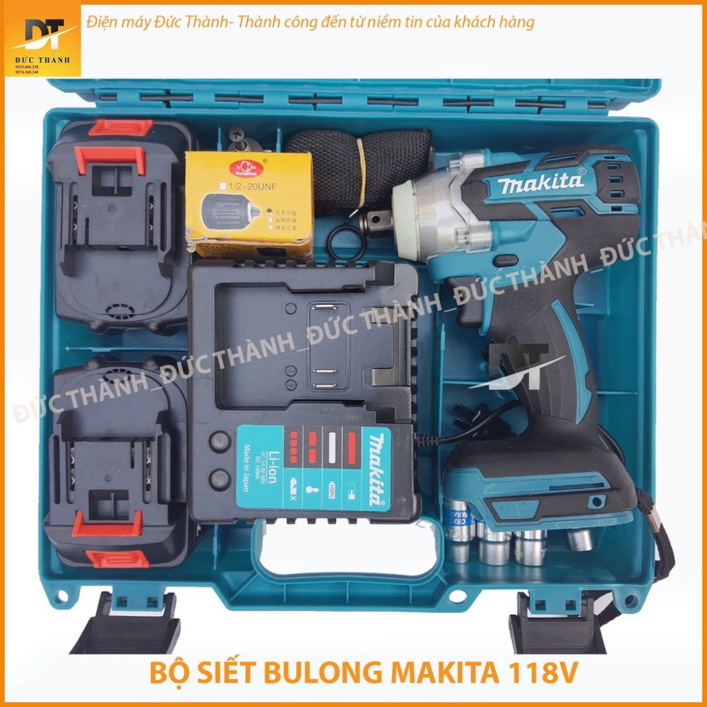 Chính hãng Máy siết Bulong, mở bu lông, vặn vít Makita. 118V 2 Pin không chổi than