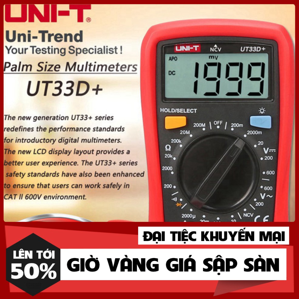 [ Dụng Cụ Số Pro ]. [ Hot Sale ]. UT33D+ Đồng hồ vạn năng điện tử Uni-Trend