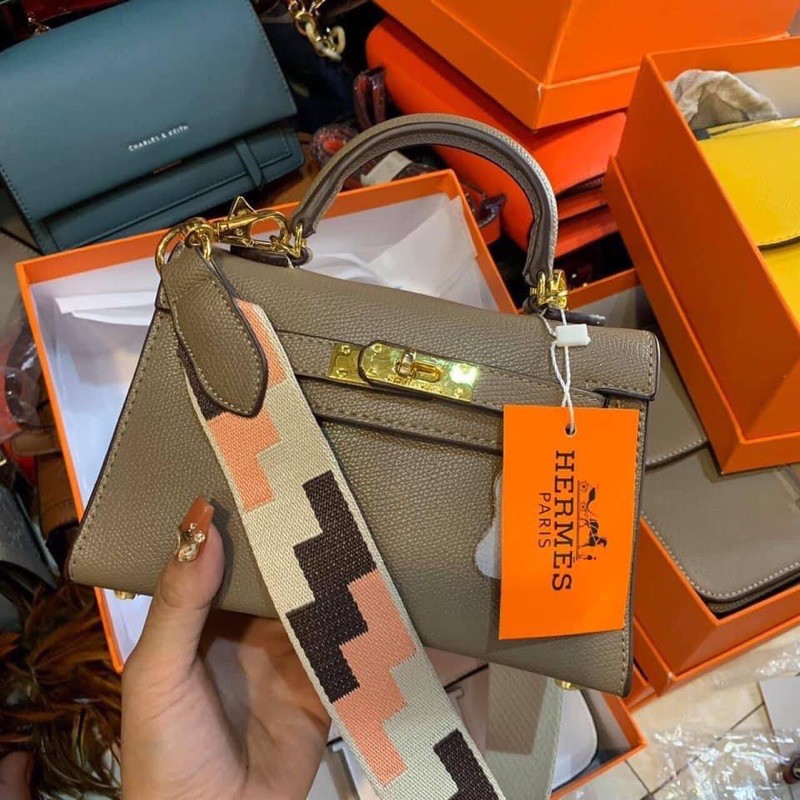 MẪU MỚI 2 DÂY ĐEO- Túi kelly kèm 2 dây đeo size 19cm loại đẹp