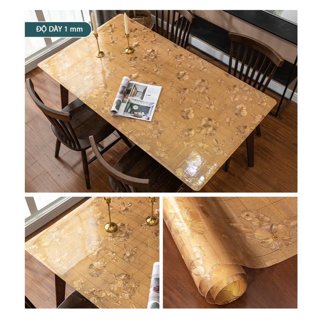 Khăn trải bàn PVC mềm chống thấm cách nhiệt - tấm trải bàn ăn cao cấp