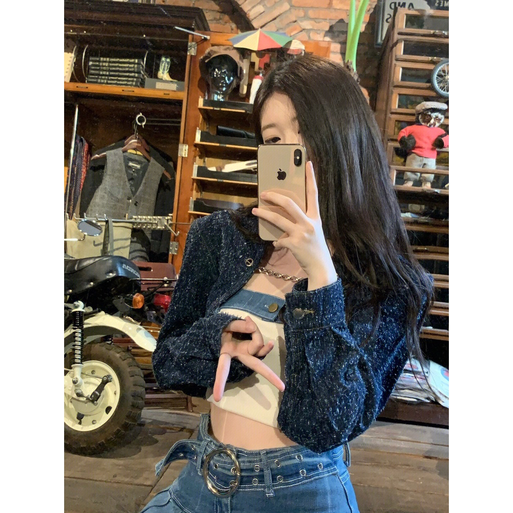 Set Áo Khoác + Chân Váy Ngắn Lưng Cao Thời Trang Mùa Thu 2022 Hàng Mới Dành Cho Bạn Nữ