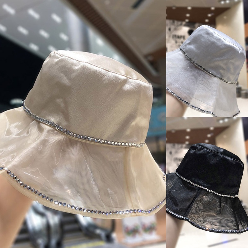 Mũ Rộng Vành Đính Đá Thời Trang Đi Biển Cho Nữ